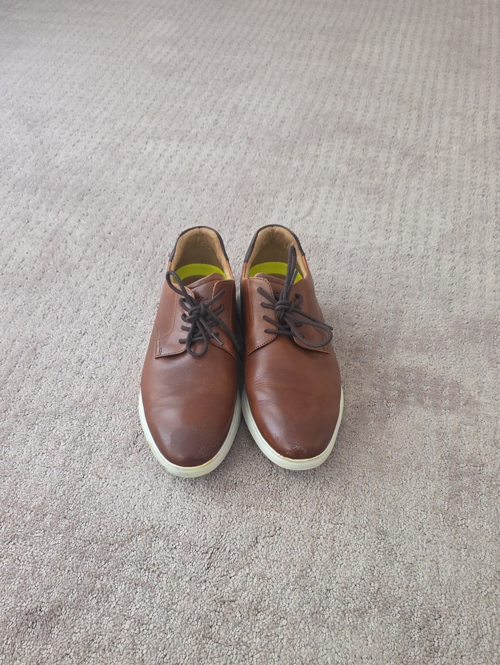 Florsheim Brown Leather Derby Shoes with White Sole Size 8M